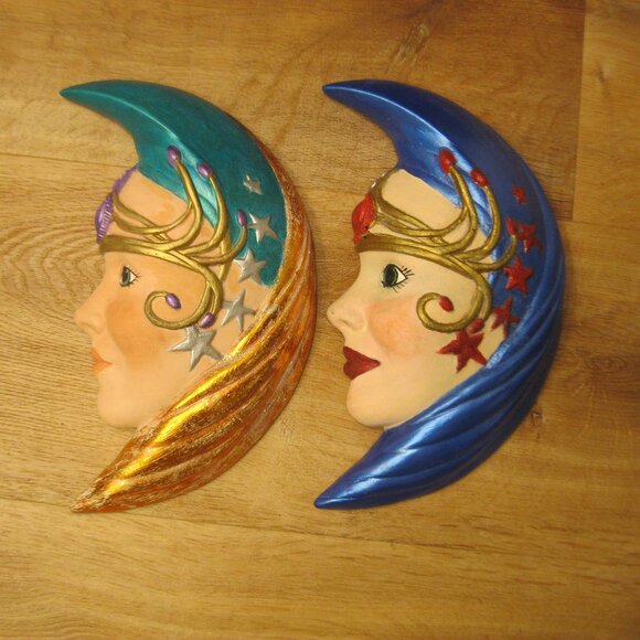 Two Ceramic Painted Wall Art Decorations - Picture 1 of 1